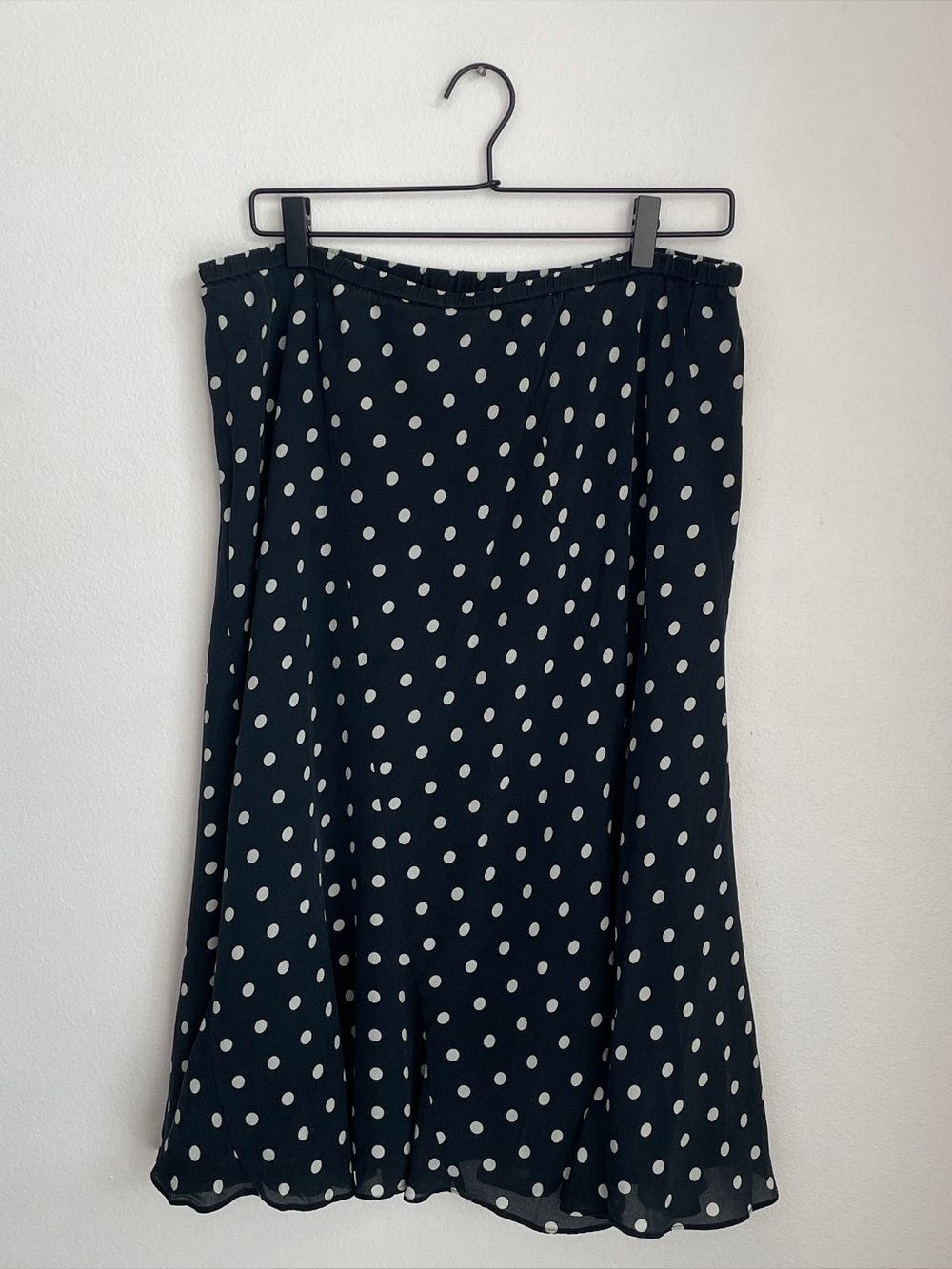 Jones New York Polka Dot Midi Skirt 100% Silk XL Coquette Whismy Preppy Chic